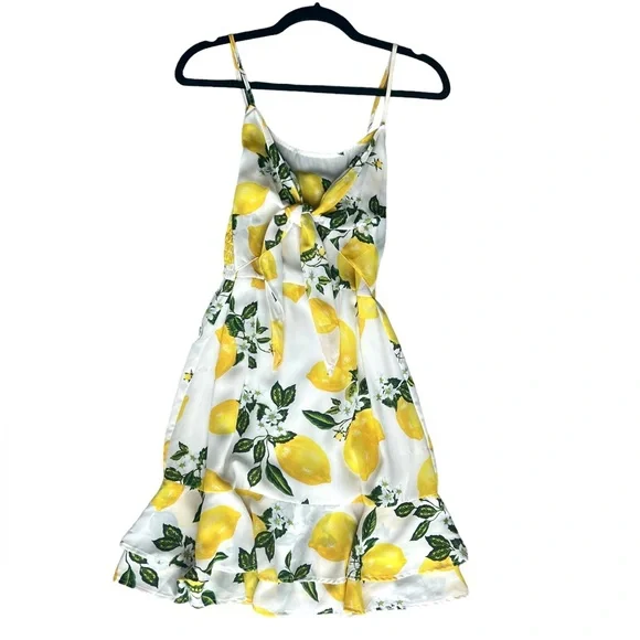 Lida Kate white and yellow lemon print flowy dress size small - Picture 5 of 6
